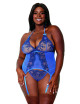 Ensemble 2 pièces grande taille bleu bustier porte jarretelles et string - DG12957XPER Dreamgirl 