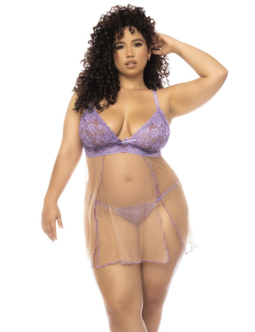 Nuisette grande taille couleur lavande et chair 
 - Verona Mapalé 