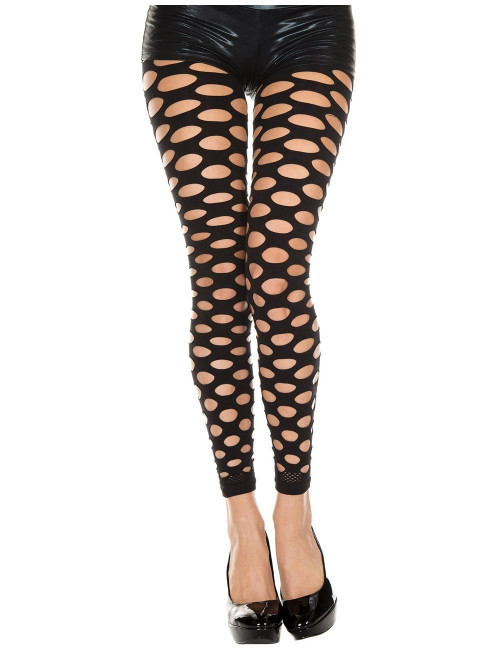 Legging noir sexy ajouré effet déchiré - MH35158BLK Music Legs 