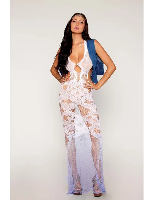 Robe bodystocking blanche sans couture avec motif - Iara Dreamgirl
