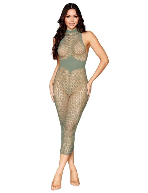 Robe bodystocking en filet dans un design géométrique sans couture - DG0489SAG Dreamgirl