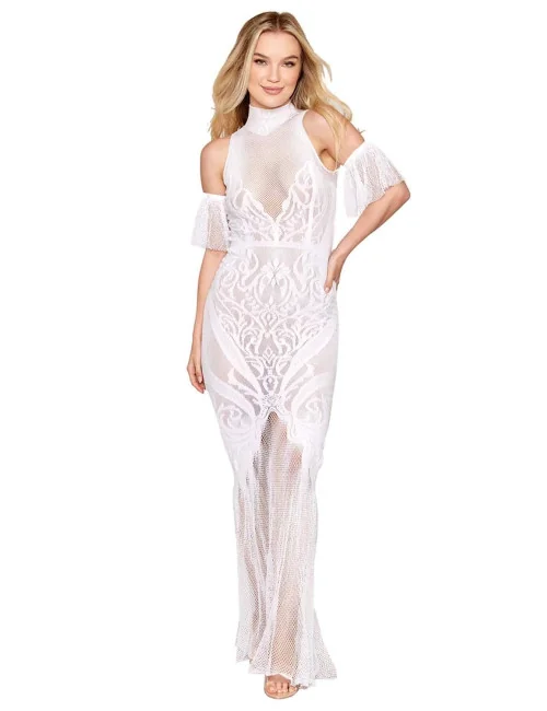 Robe bodystocking en résille et dentelle blanche - Jandira Dreamgirl