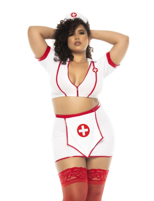 Costume infirmière 3 pièces grande taille, top avec zip fonctionnel Mapalé 