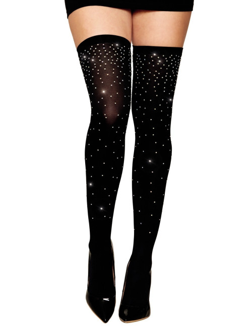 Bas fantaisie noir avec strass - DG0459BLK Dreamgirl 