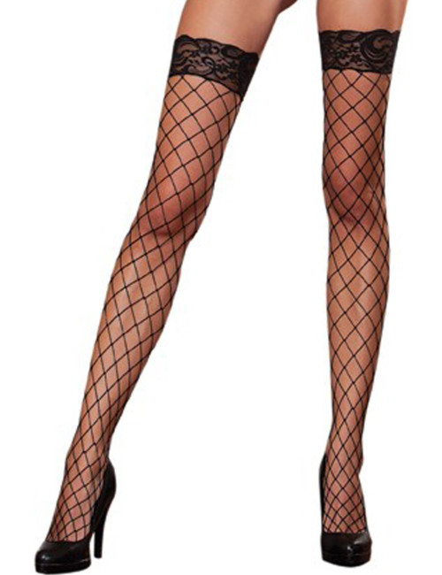 Bas filet noir autofixants - DG0115BLK Dreamgirl 