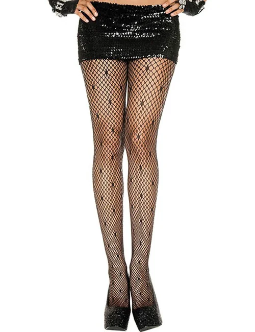 Collant en fine résille forme mini losange noir - MH5043BLK Music Legs 