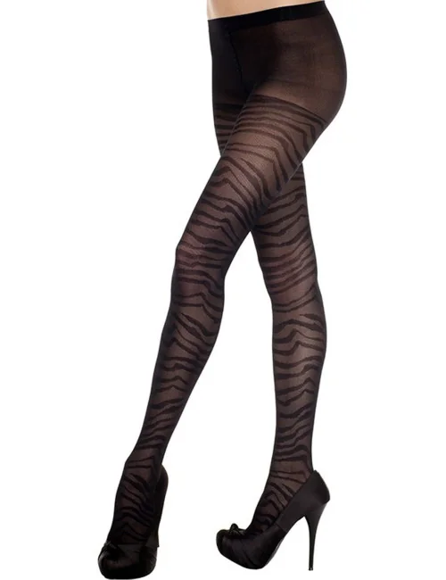 Collant fantaisie noir effet zébré - MH7297BLK Music Legs