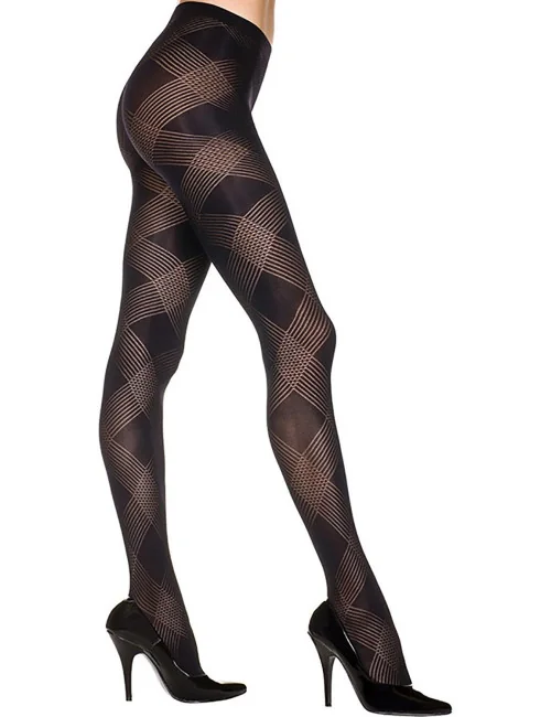 Collant noir transparent avec losanges - MH7235BLK Music Legs