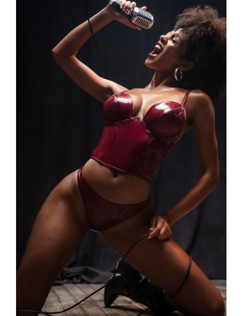 Ensemble 2 pièces en vinyle bordeaux - MAL2761GLWN Mapalé 