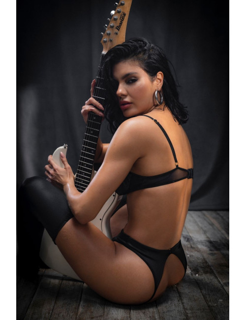 Ensemble 2 pièces en wetlook noir - MAL2769WBLK Mapalé 