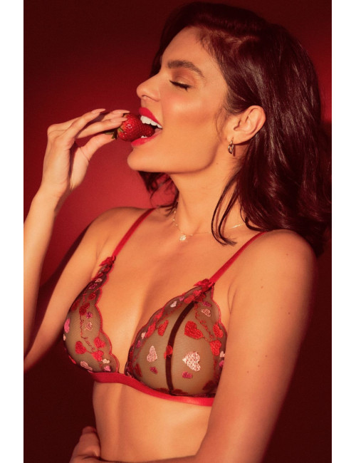 Ensemble 2 pièces noir et rouge à coeurs - MAL8899BLR Mapalé 