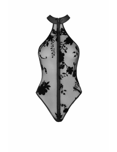 F314 Ego Body dos nu en maille floquée Noir Handmade 