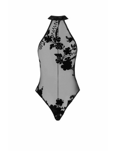 F314 Ego Body dos nu en maille floquée Noir Handmade 