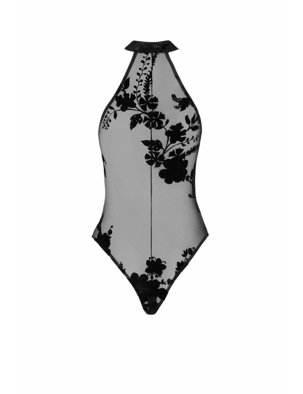 F314 Ego Body dos nu en maille floquée Noir Handmade 