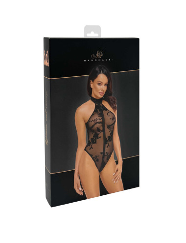 F314 Ego Body dos nu en maille floquée Noir Handmade 