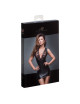 F168 Mini-robe Powerwetlook avec décolleté en dentelle Noir Handmade 