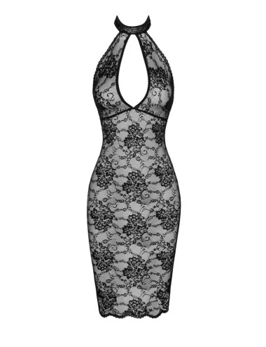 F338 Robe Midi en dentelle Nocturne Noir Handmade 