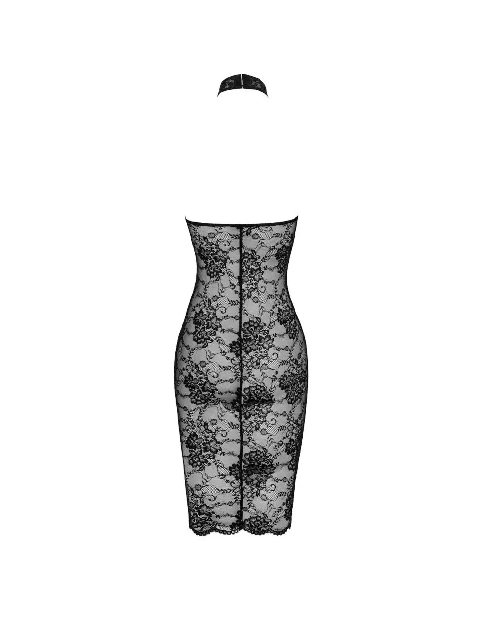 F338 Robe Midi en dentelle Nocturne Noir Handmade 