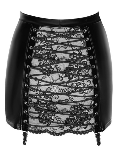F341 Minijupe corsetée Noir Handmade 