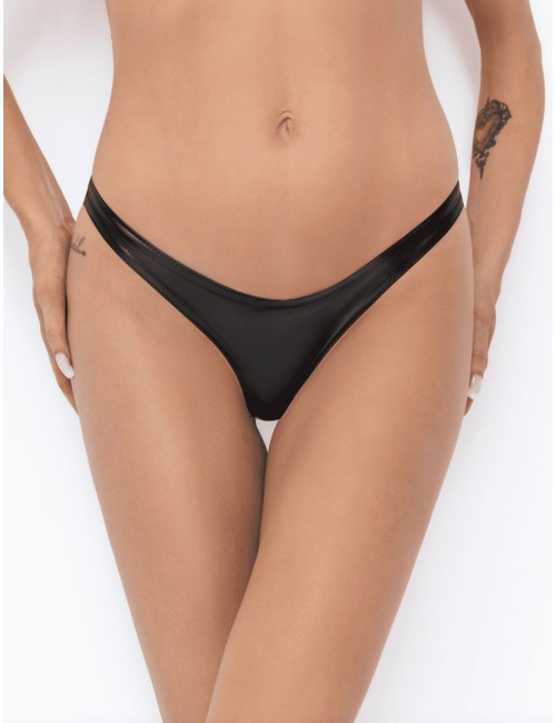 P010 String Powerwetlook Noir Handmade 