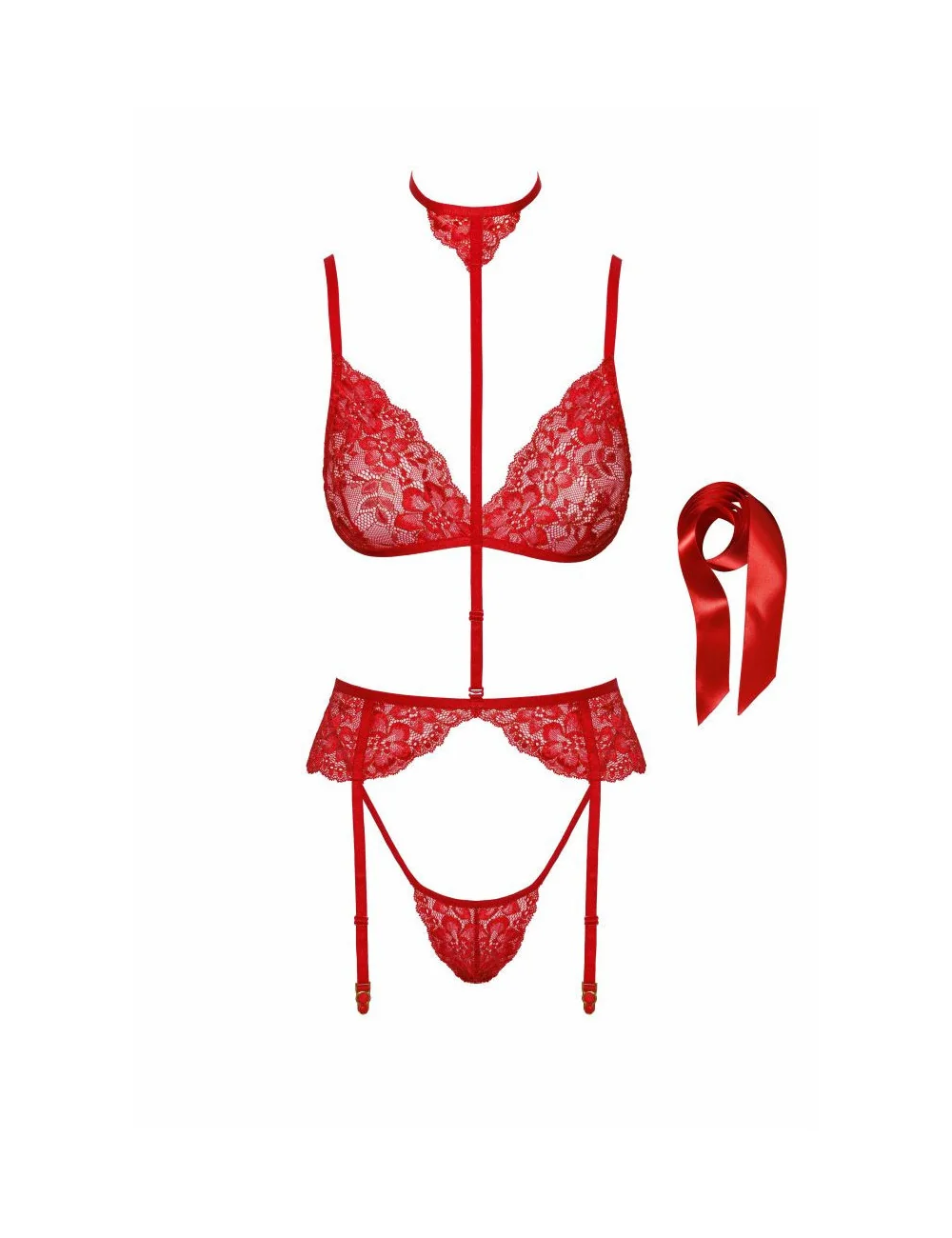 Bondage 243 ensemble lingerie 5 pièces - rouge Kissable par Noir Handmade 