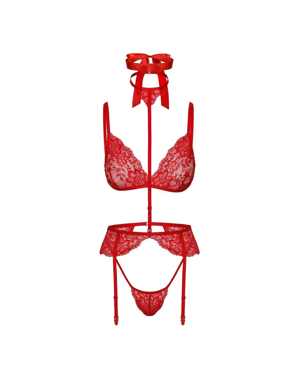 Bondage 243 ensemble lingerie 5 pièces - rouge Kissable par Noir Handmade 