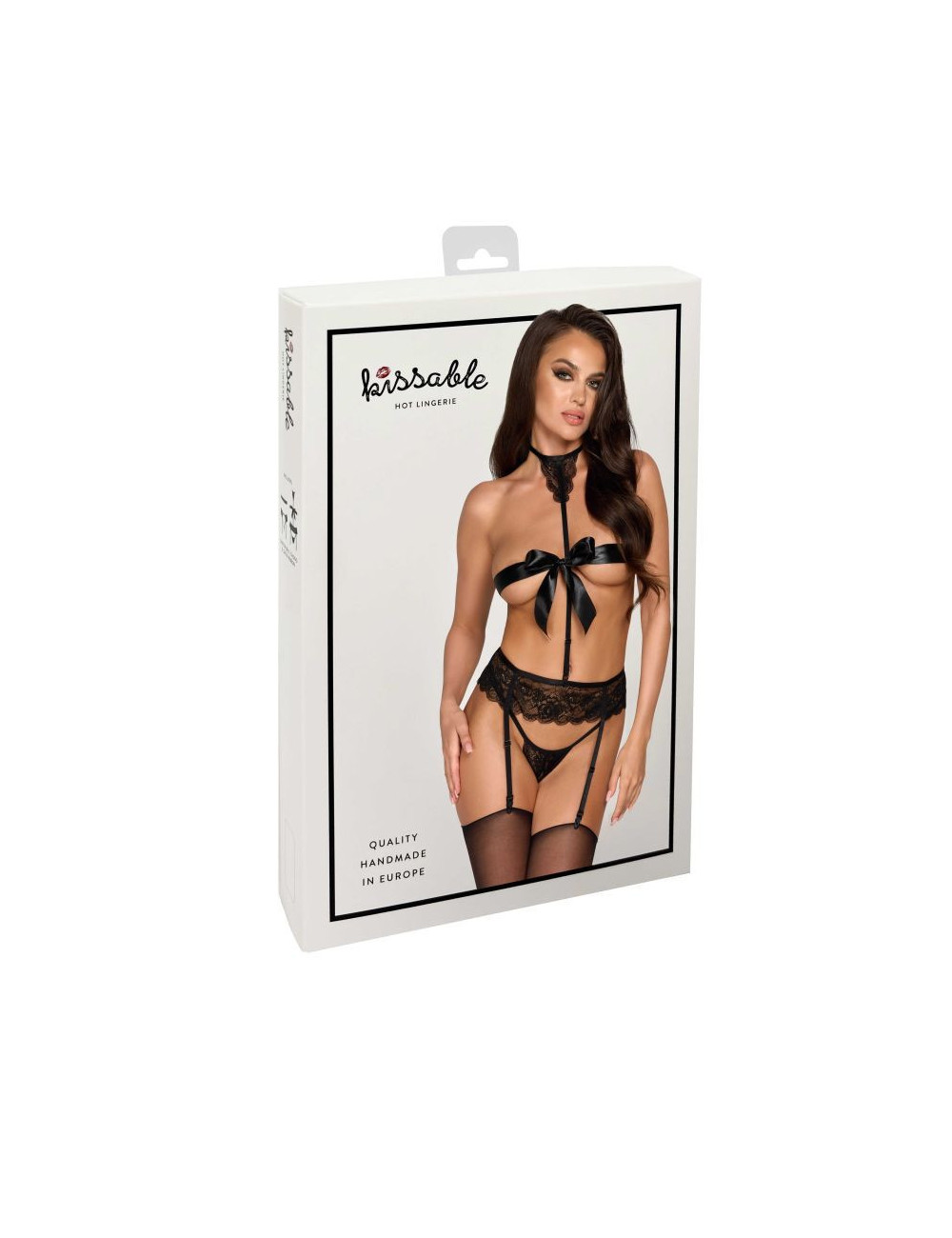 Bondage 244 ensemble lingerie 4 pièces - noir Kissable par Noir Handmade 