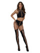Brassière opaque avec lanières entrecroisées sur les côtés et milieu de la poitrine. Culotte taille haute - DG0330BLK Dreamgirl 