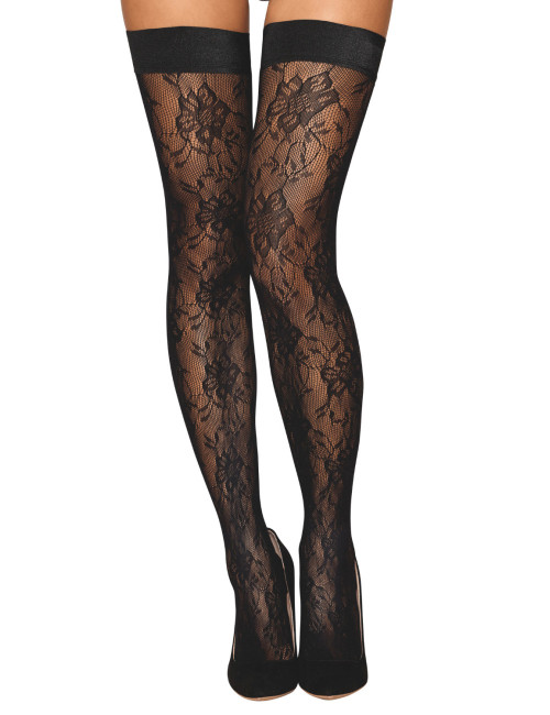 Bas autofixant fantaisie noir - DG0543BLK Dreamgirl 