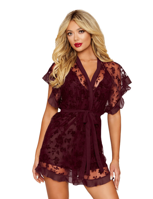 Nuisette et peignoir couleur aubergine - DG13666CHE Dreamgirl 