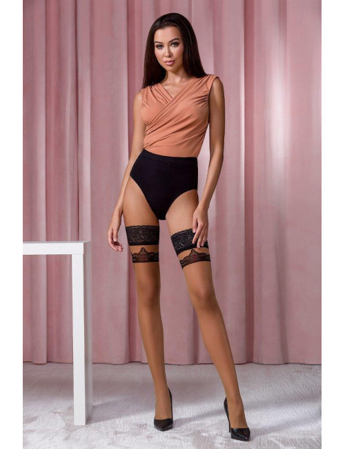 ST116 Bas 20 DEN - Beige et Bordeaux Passion Lingerie 