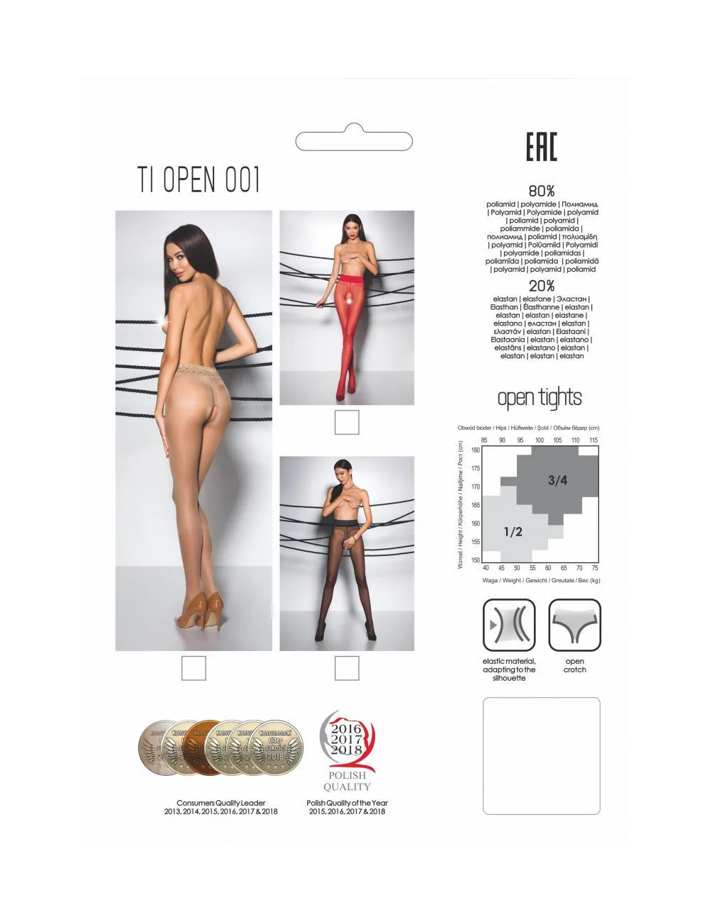 TI001B Collants ouverts 20 DEN - Noir Passion Lingerie 