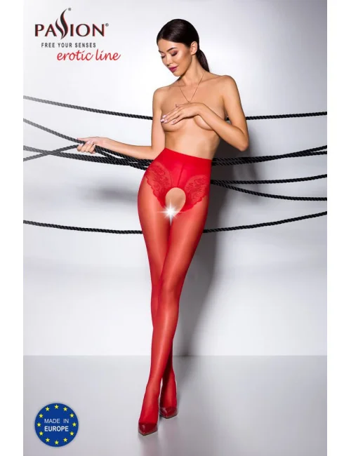 TI006R Collants ouverts 30 DEN - Rouge Passion Lingerie