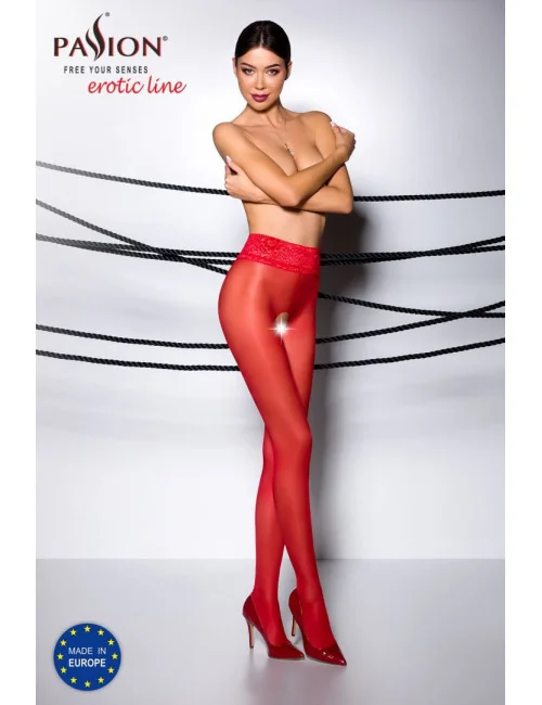 TI008R Collants ouverts 30 DEN - Rouge Passion Lingerie