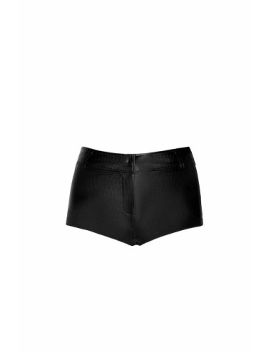 F318 Short wetlook imprimé crocodile sauvage Noir Handmade 