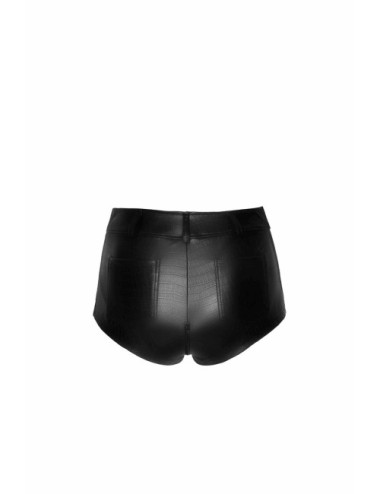 F318 Short wetlook imprimé crocodile sauvage Noir Handmade 