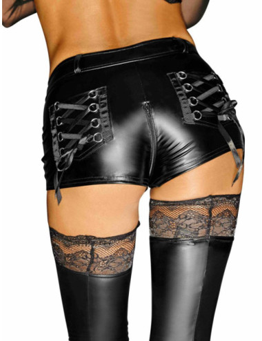 F138 Short Powerwetlook Noir Handmade 