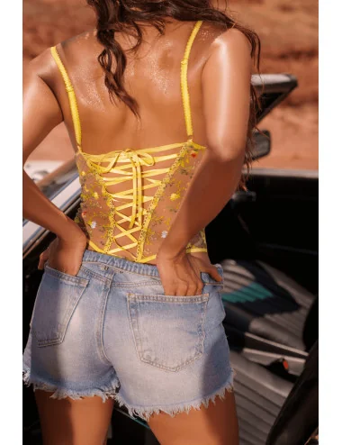 Body string jaune brodé - MAL8925SUN Mapalé 