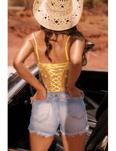 Body string jaune brodé - MAL8925SUN Mapalé 