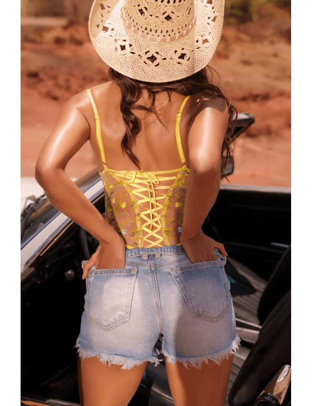 Body string jaune brodé - MAL8925SUN Mapalé 