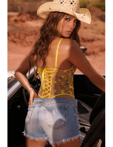 Body string jaune brodé - MAL8925SUN Mapalé 