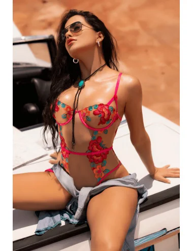 Body en Tulle Brodé Fleuri - MAL8928GAR Mapalé 