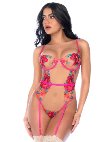Body en Tulle Brodé Fleuri - MAL8928GAR Mapalé 