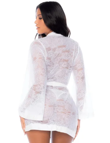 Peignoir en dentelle blanche - MAL7611WHT Mapalé 