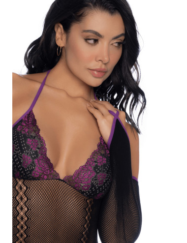 Body noir et violet et mitaines amovibles - MAL1121BKPU Mapalé 