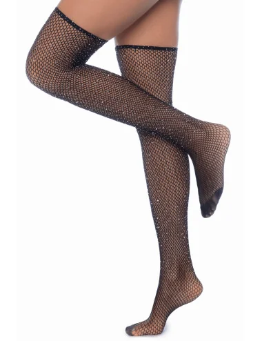 Bas résille noire avec strass - MAL1124BKRH Mapalé 