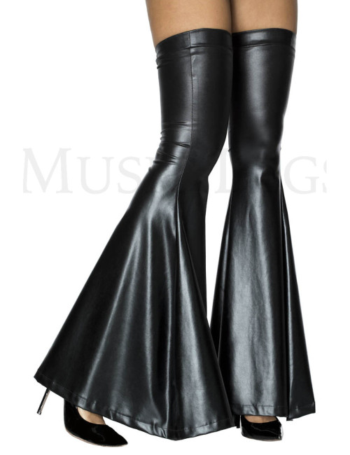 Bas patte d'éléphant en tissu effet mouillé noir - MH4878BLK Music Legs 