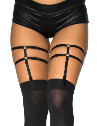 Porte-jarretelles noir brillant style harnais - MH43006BLK Music Legs 