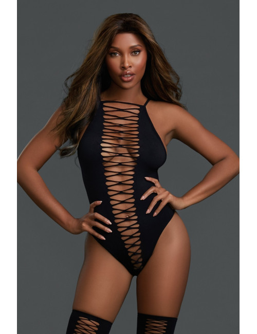 Body opaque avec croisillons et bas assortis Dreamgirl 
