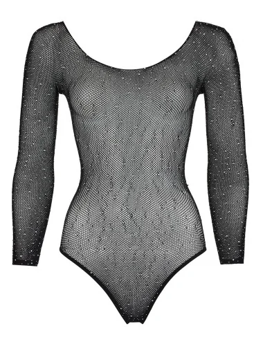 Body string à manches longues en résille avec strass - Natália COTTELLI & DIVERS 